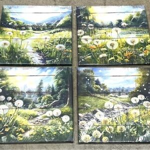 Canvas Scenic Nature Wall Art Set of 4